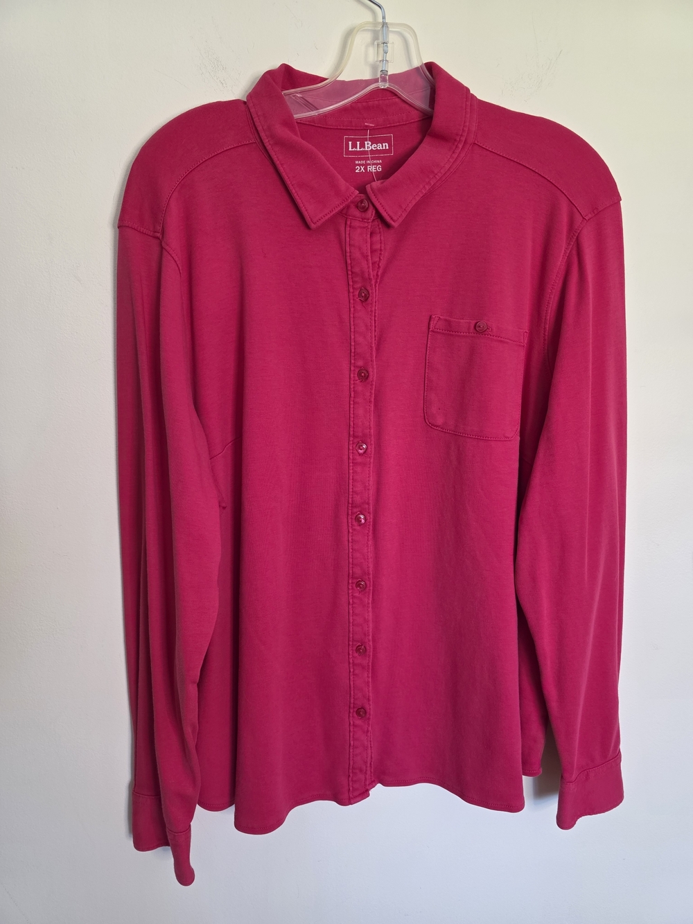 L.L. Bean Women's Button-Down Shirt in Fuchsia Pink